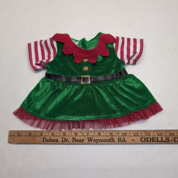 Build A Bear Clothes Elf Dress Green Velvet Holiday Outfit - Picture 5 of 5